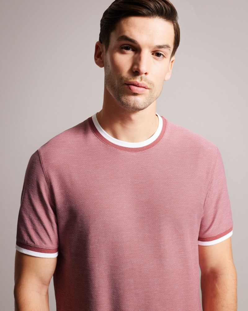 Tan Men's Ted Baker Bowker SS Regular Fit Textured Tshirt Price In India | T3P-1606