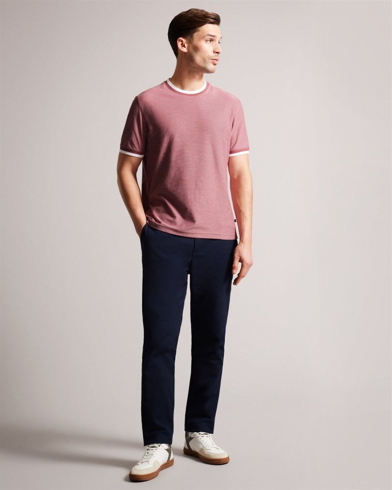 Tan Men's Ted Baker Bowker SS Regular Fit Textured Tshirt Price In India | T3P-1606