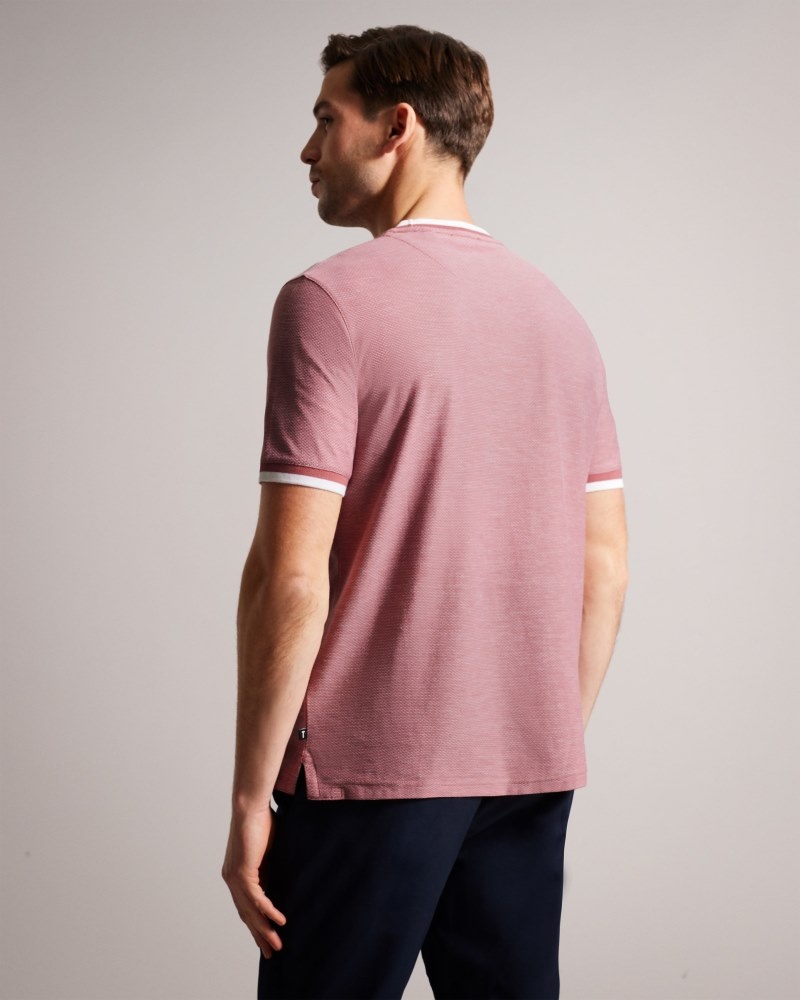 Tan Men's Ted Baker Bowker SS Regular Fit Textured Tshirt Price In India | T3P-1606