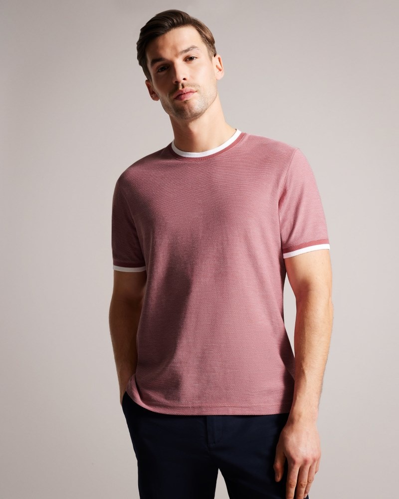 Tan Men\'s Ted Baker Bowker SS Regular Fit Textured Tshirt Price In India | T3P-1606