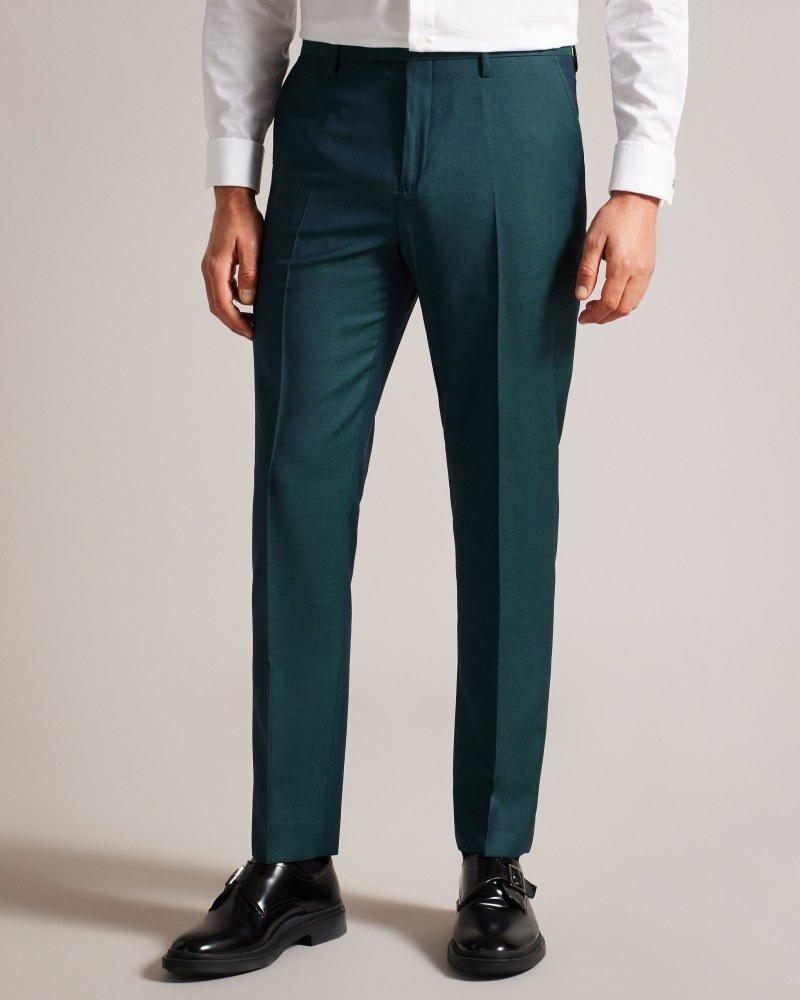 Teal Blue Men's Ted Baker Northt Wool Tonic Slim Suit Trousers Price In India | S5H-7962