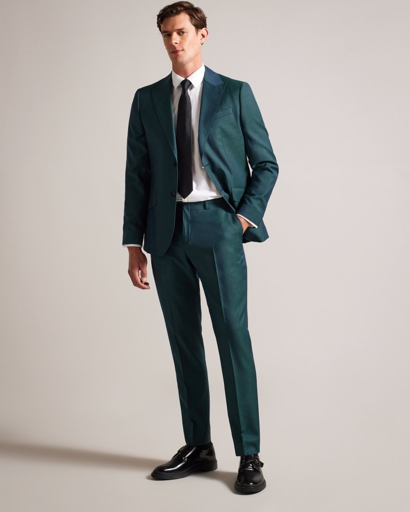 Teal Blue Men\'s Ted Baker Northt Wool Tonic Slim Suit Trousers Price In India | S5H-7962