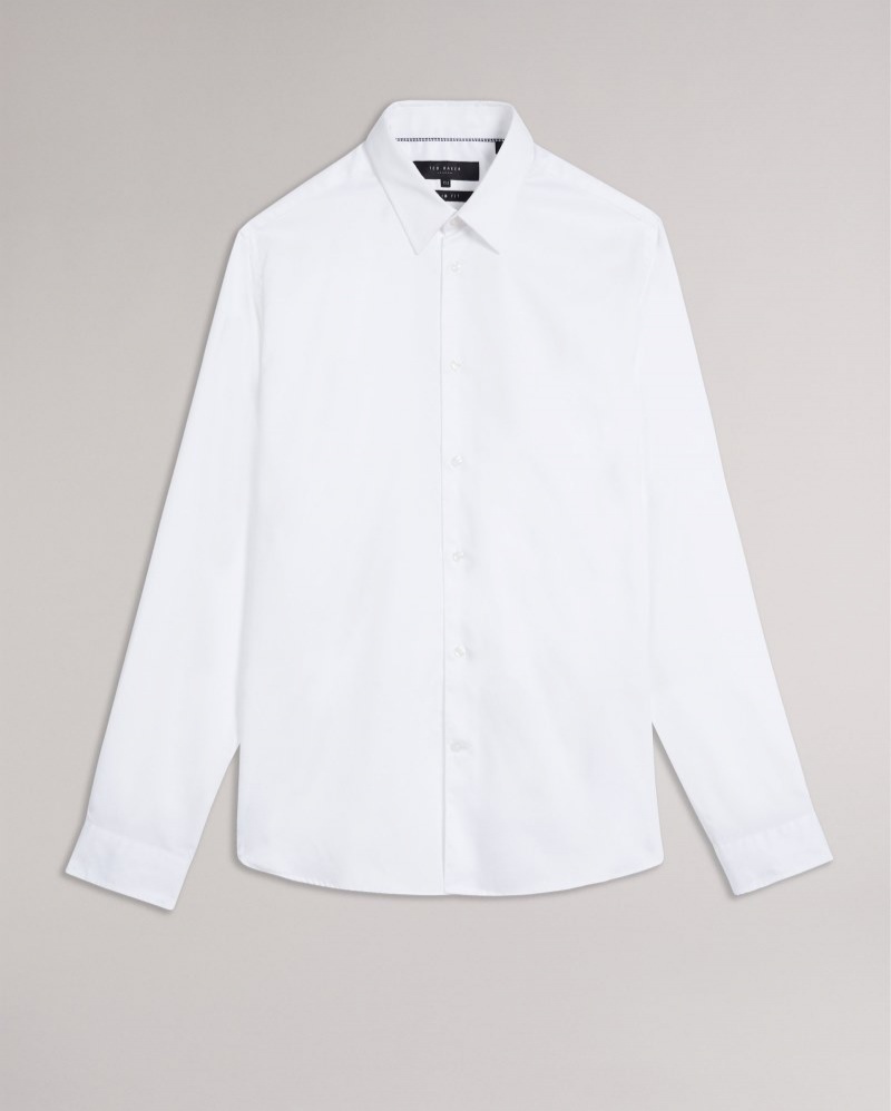 White Men's Ted Baker Holmess LS Slim Fit Shirt Price In India | C9S-3276