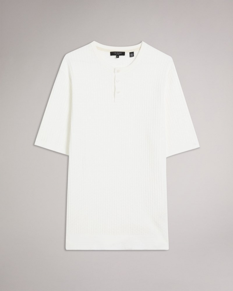 White Men's Ted Baker Macarth Knitted Henley Price In India | Y8S-4894