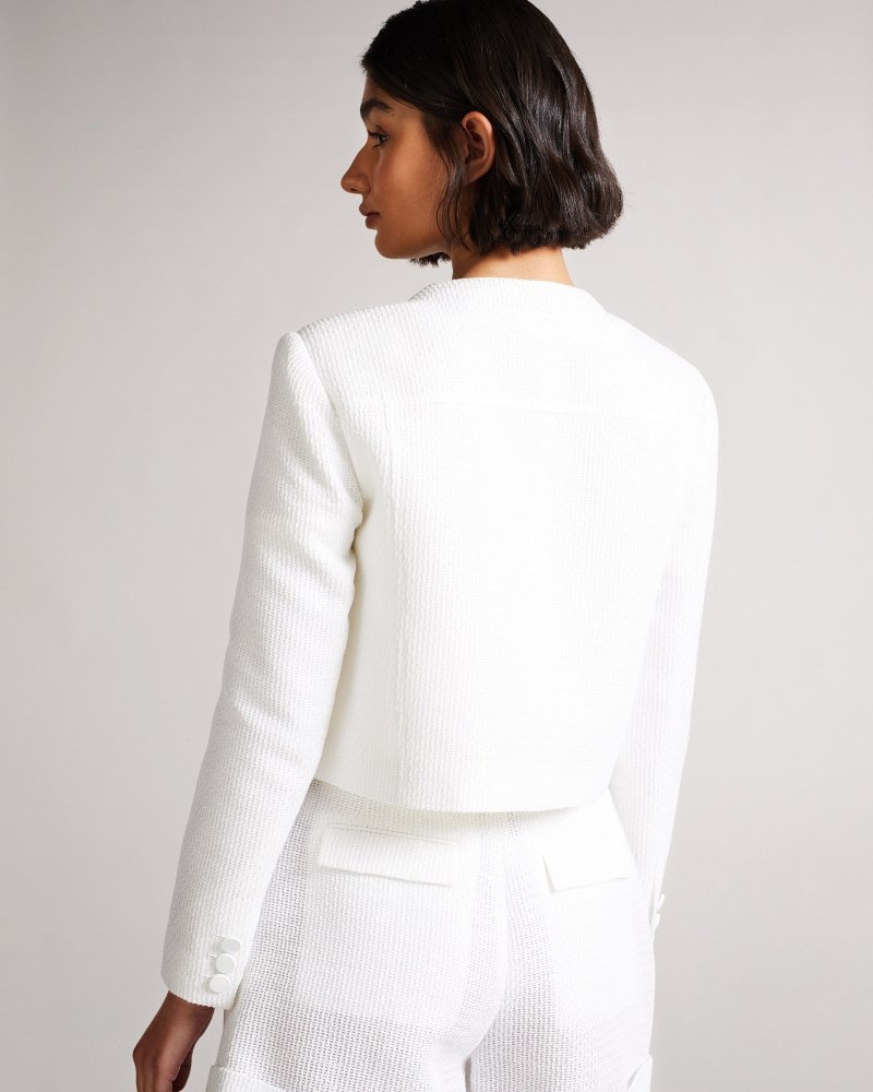 White Women's Ted Baker Alera Cropped Boxy Jacket with Cargo Styling Price In India | K5S-0028