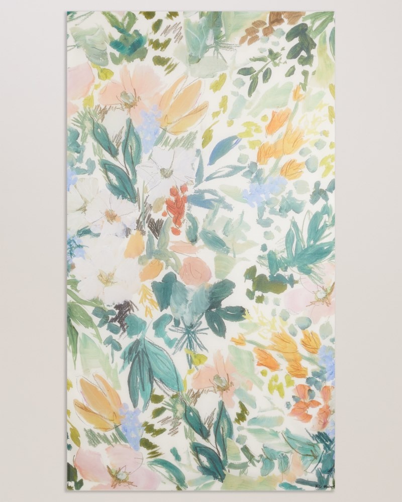 White Women's Ted Baker Audreys Printed Floral Scarf Price In India | S3P-9592