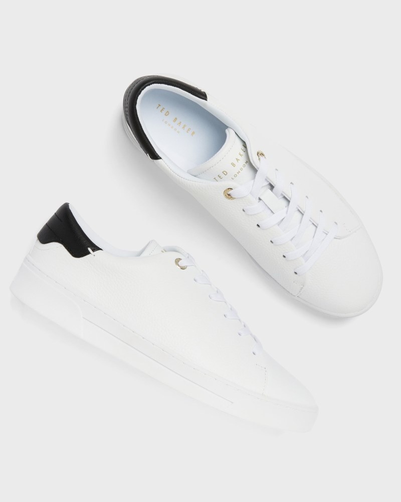 White Women's Ted Baker Kimmii Tumbled Leather Trainer Price In India | X2C-1599