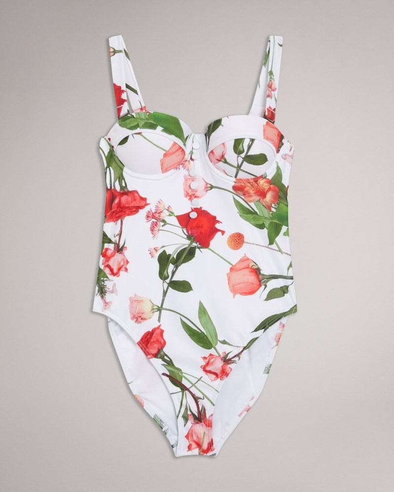 White Women's Ted Baker Laranaa Cupped Swimsuit Price In India | N0J-9985