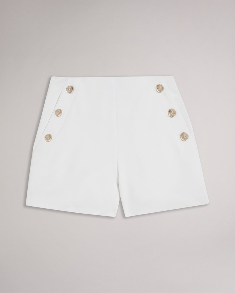 White Women's Ted Baker Llaylas High Waisted Twill Short Price In India | N0N-4875