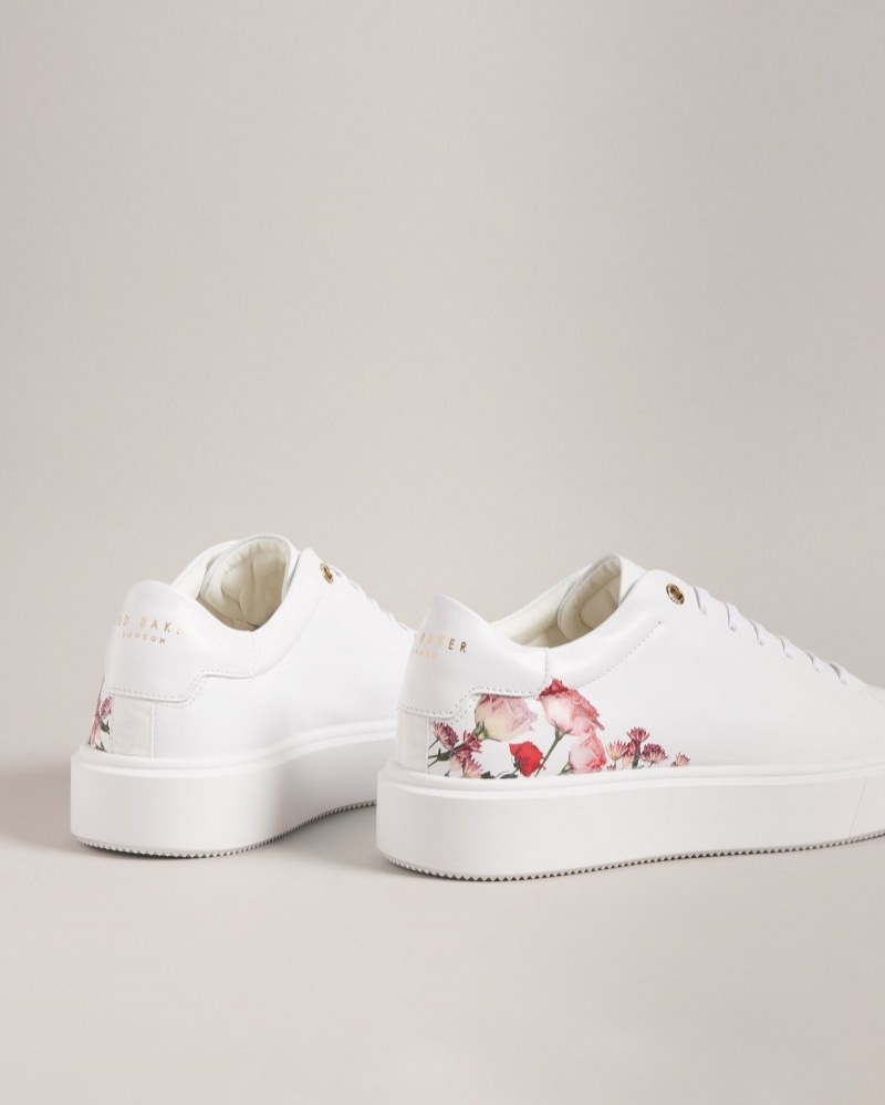 White Women's Ted Baker Lorny Floral Printed Platform Trainer Price In India | V2F-6153