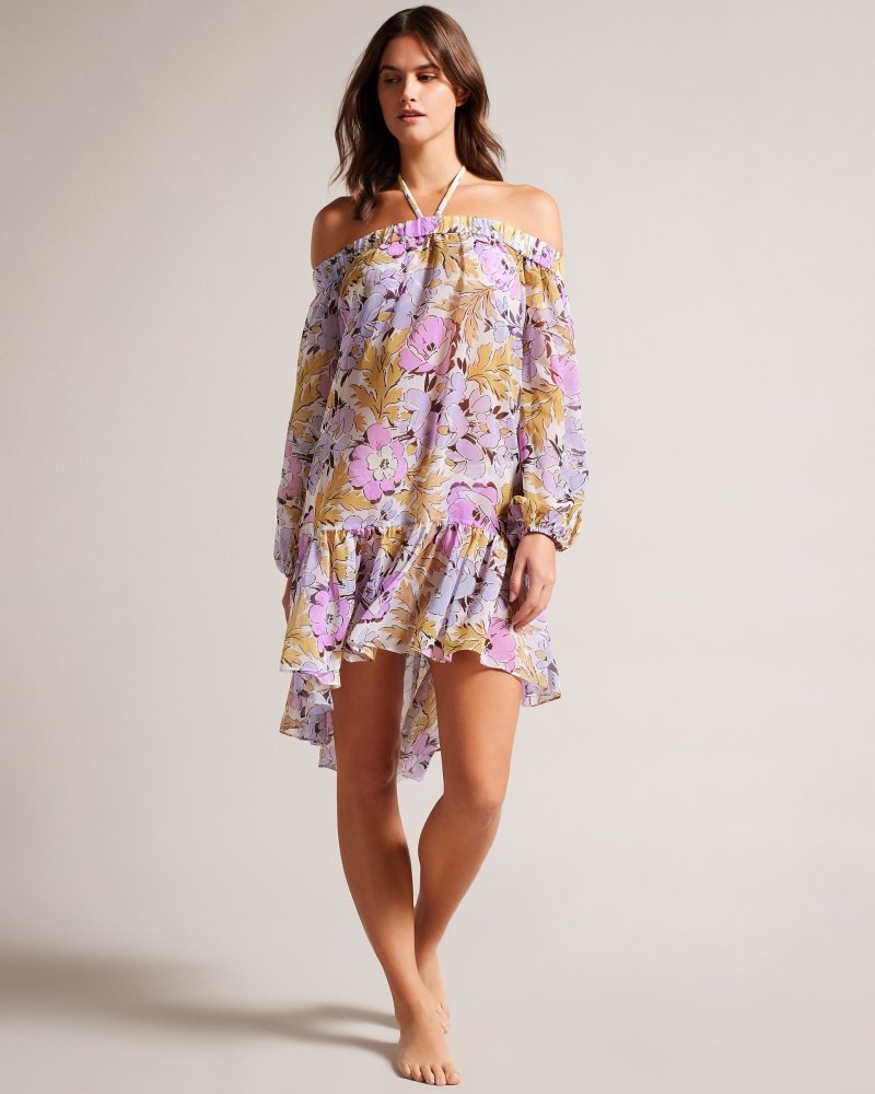 White Women\'s Ted Baker Siyona Off The Shoulder Cover Up Dress Price In India | Z5C-9975