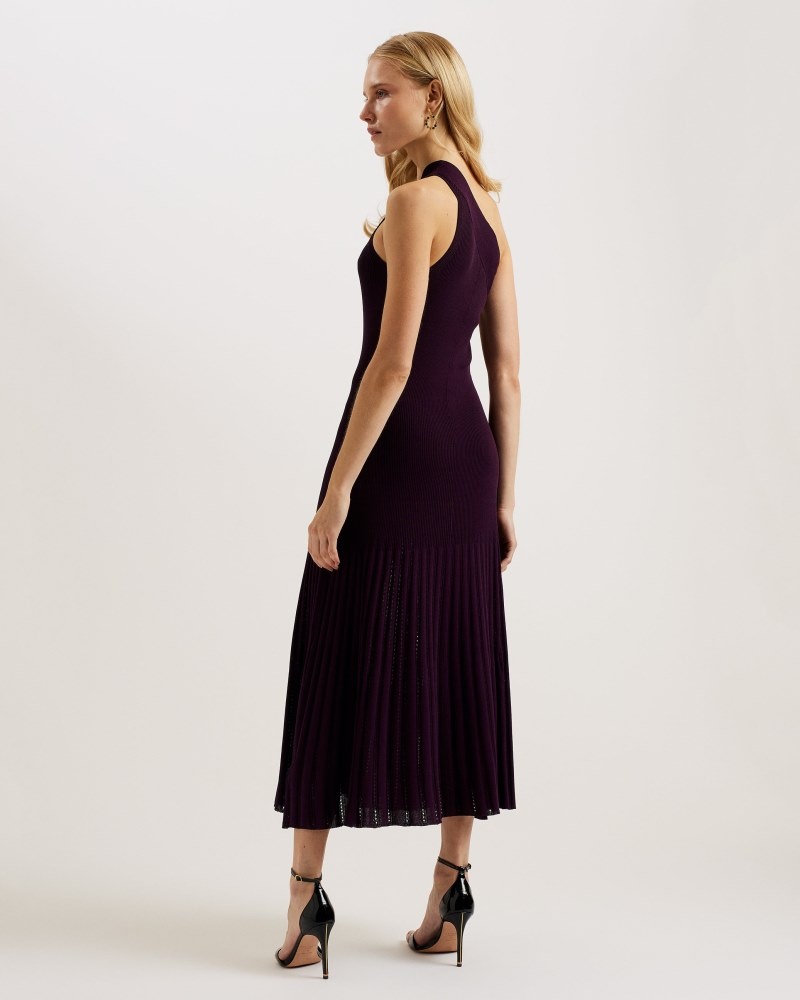 Wine Women's Ted Baker Marlhaa Asymmetric Midaxi Knit Dress Price In India | G8C-5677