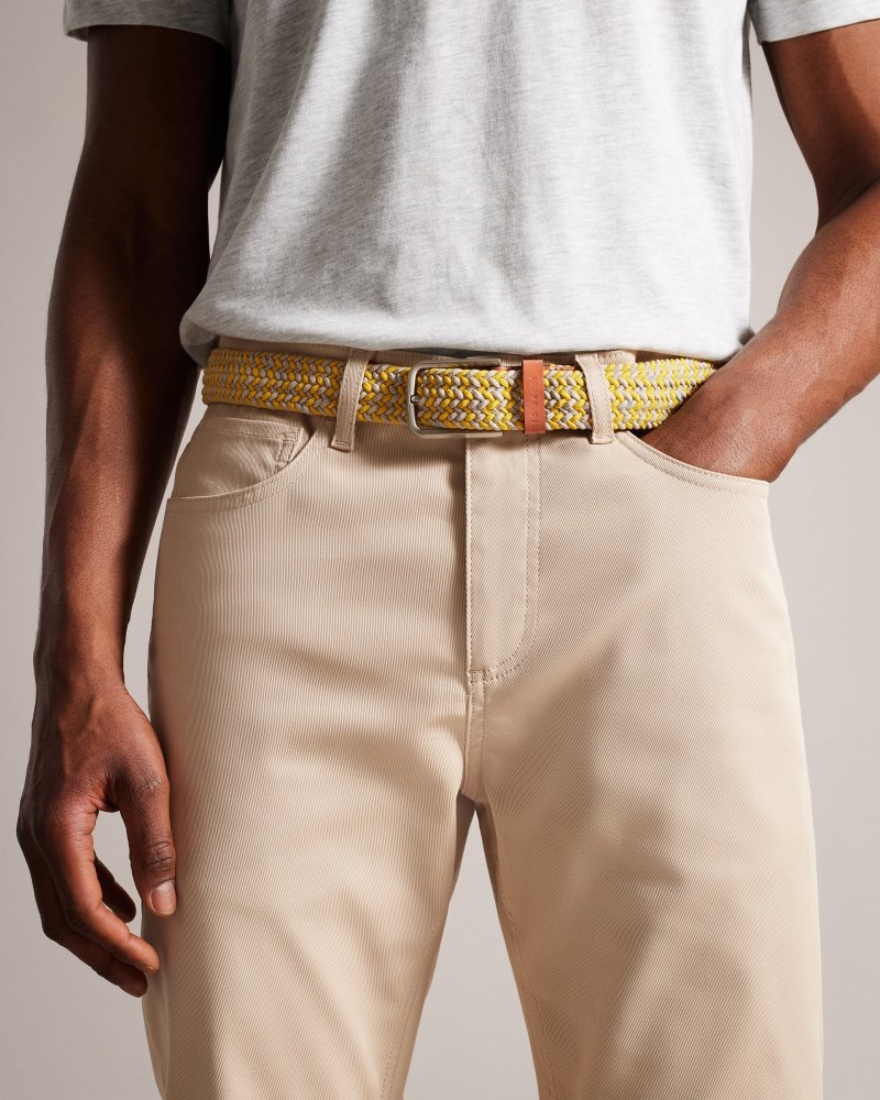 Yellow Men's Ted Baker Callen Woven Elasticated Belt Price In India | I3L-9049