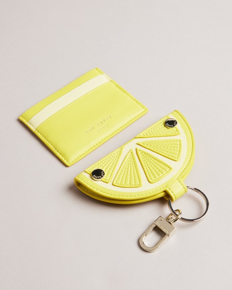 Yellow Women's Ted Baker Lemmonn Lemon Slice Keyring and Card Holder Price In India | B2T-6825