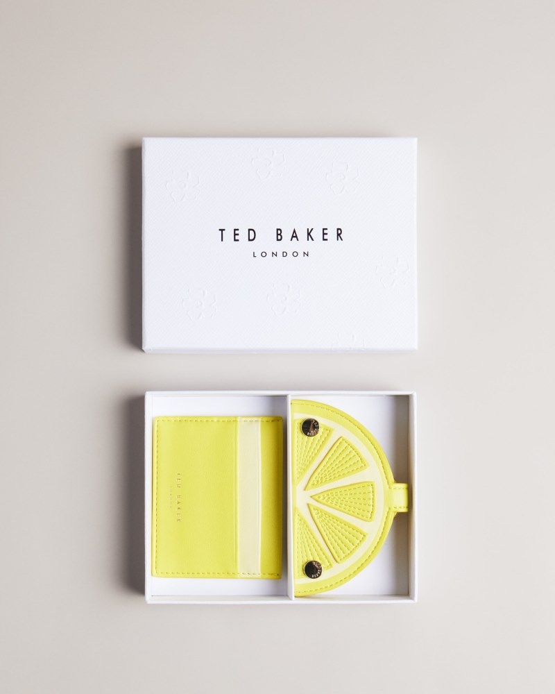 Yellow Women\'s Ted Baker Lemmonn Lemon Slice Keyring and Card Holder Price In India | B2T-6825